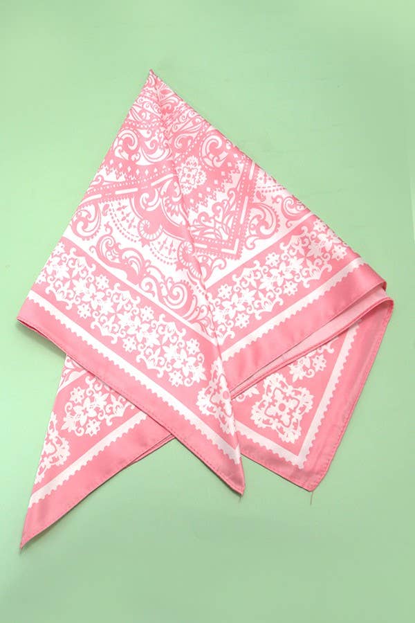 PAISLEY PINK SILKY FEEL BANDANA SCARF