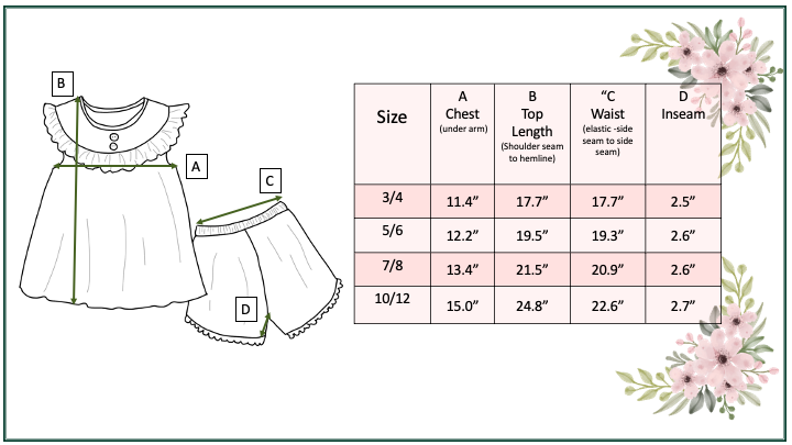 Kids Jean Floral Ruffle Button Summer Two Piece Set