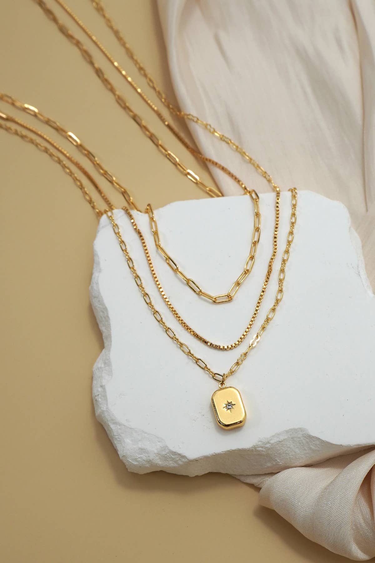 18K STAINLESS STEEL TARNISH FREE LAYERED NECKLACE