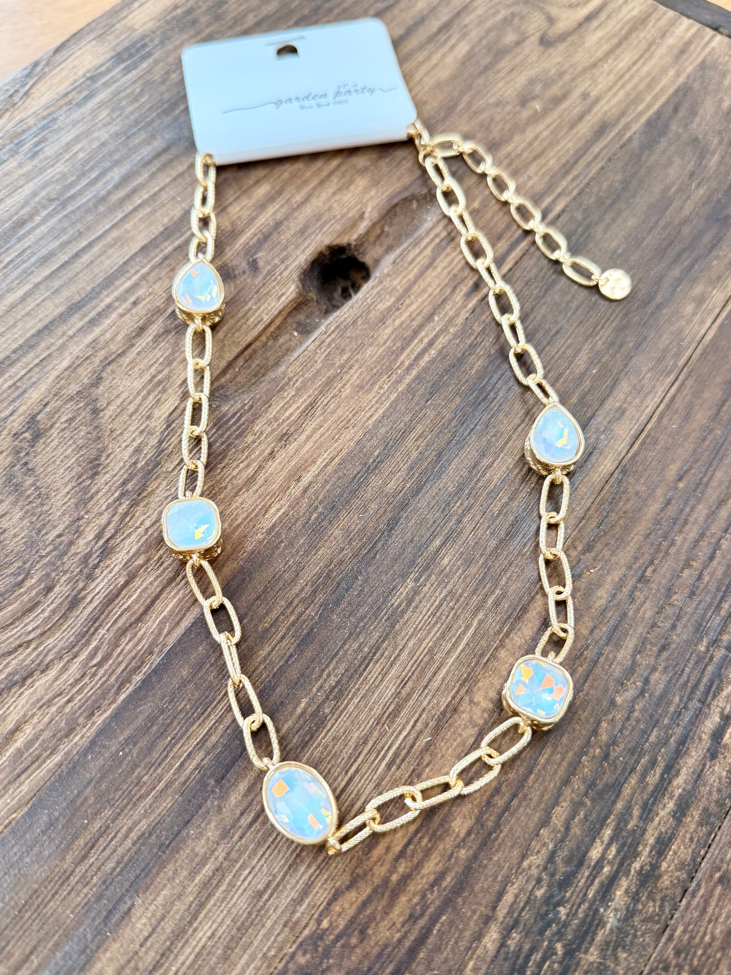 Opal And Gold Chain Necklace