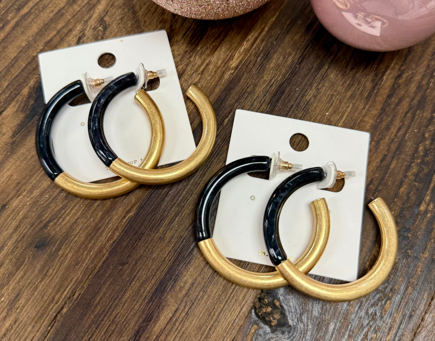 Black Acrylic & Gold Hoops