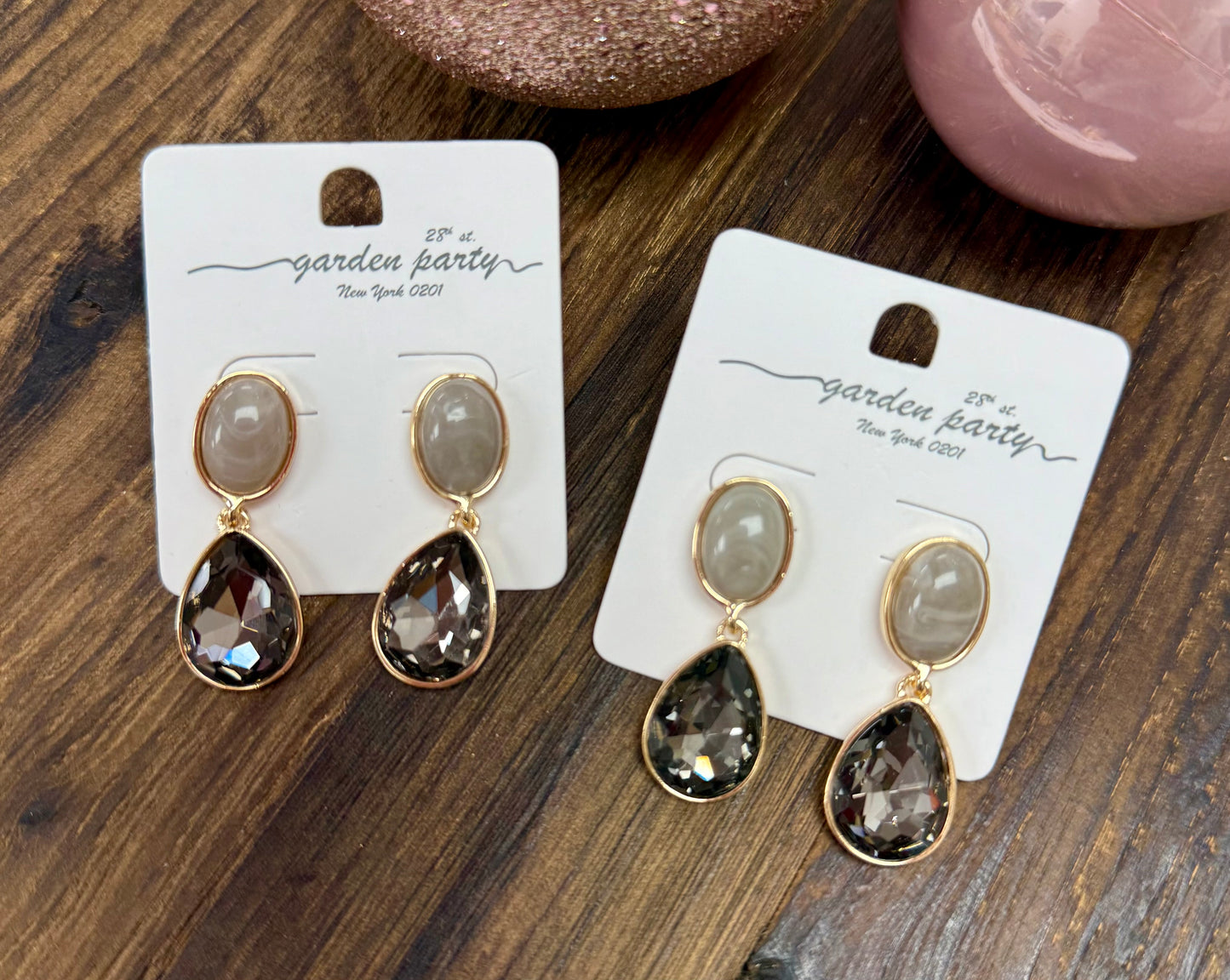 Grey & Black Drop Earrings