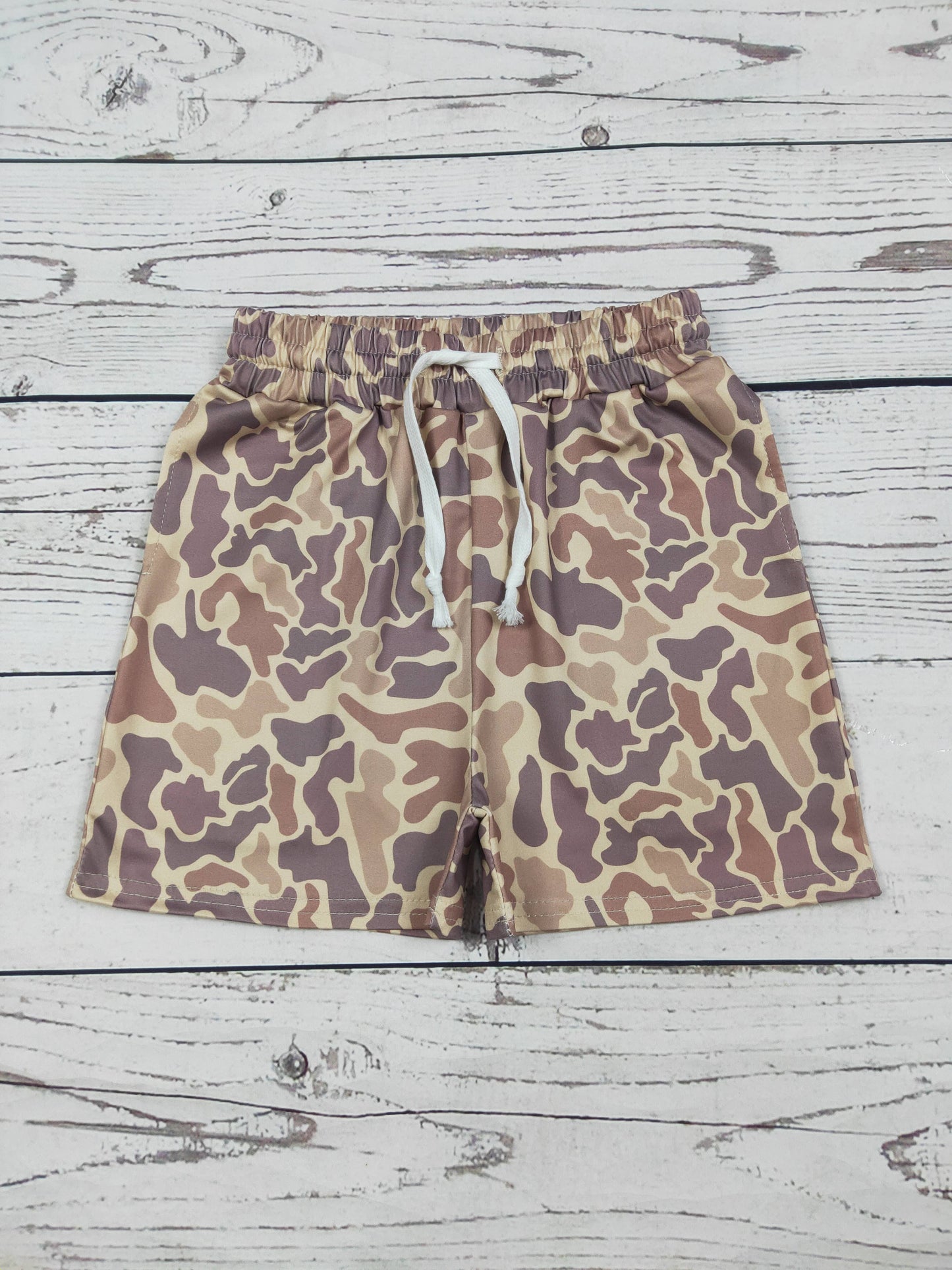 Boys Camo Shorts - Brown & Tan