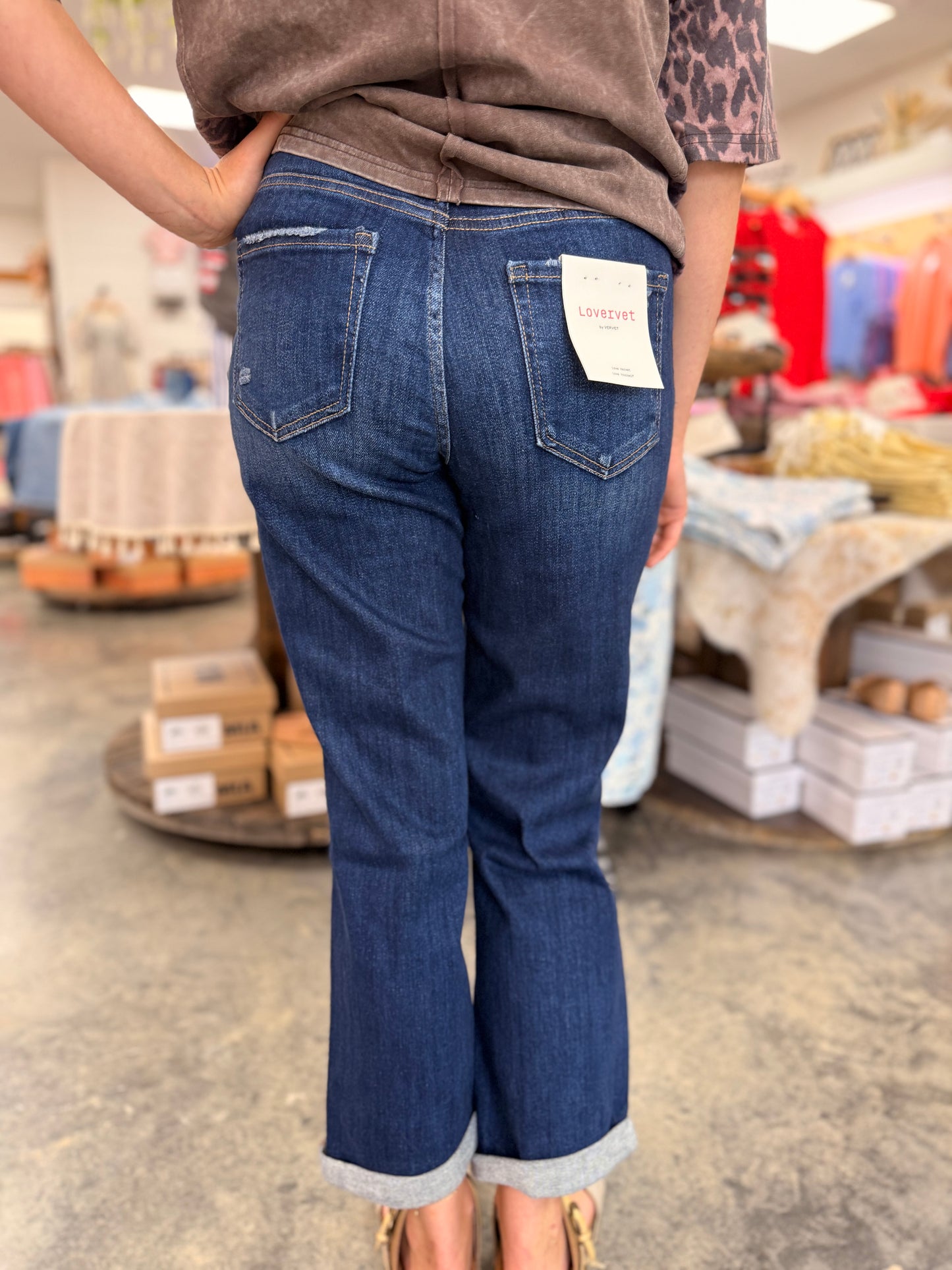 Downtown Distressed Cuffed Boyfriend Denim
