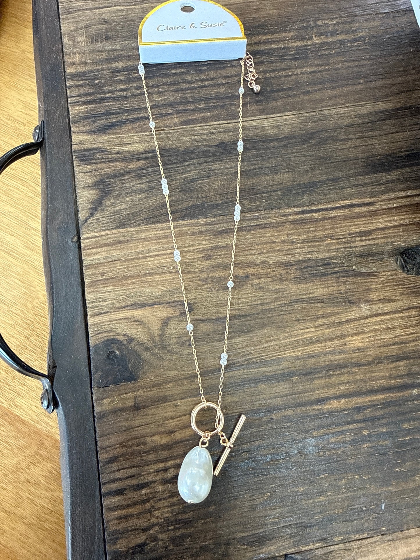 Pear Pearl with Toggle Necklace
