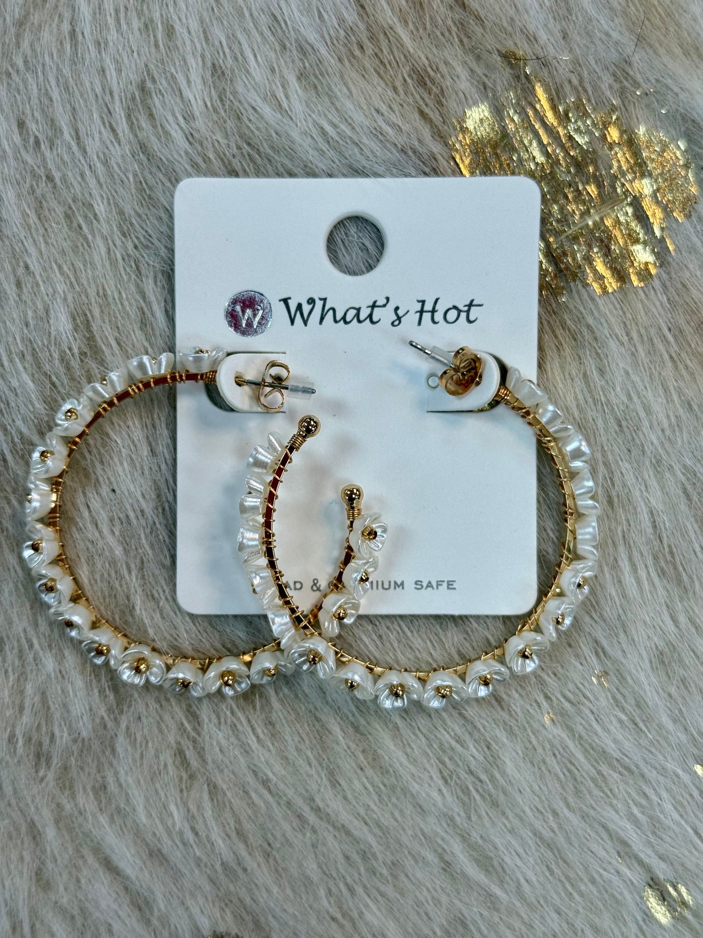 Pearlized Flower Hoops