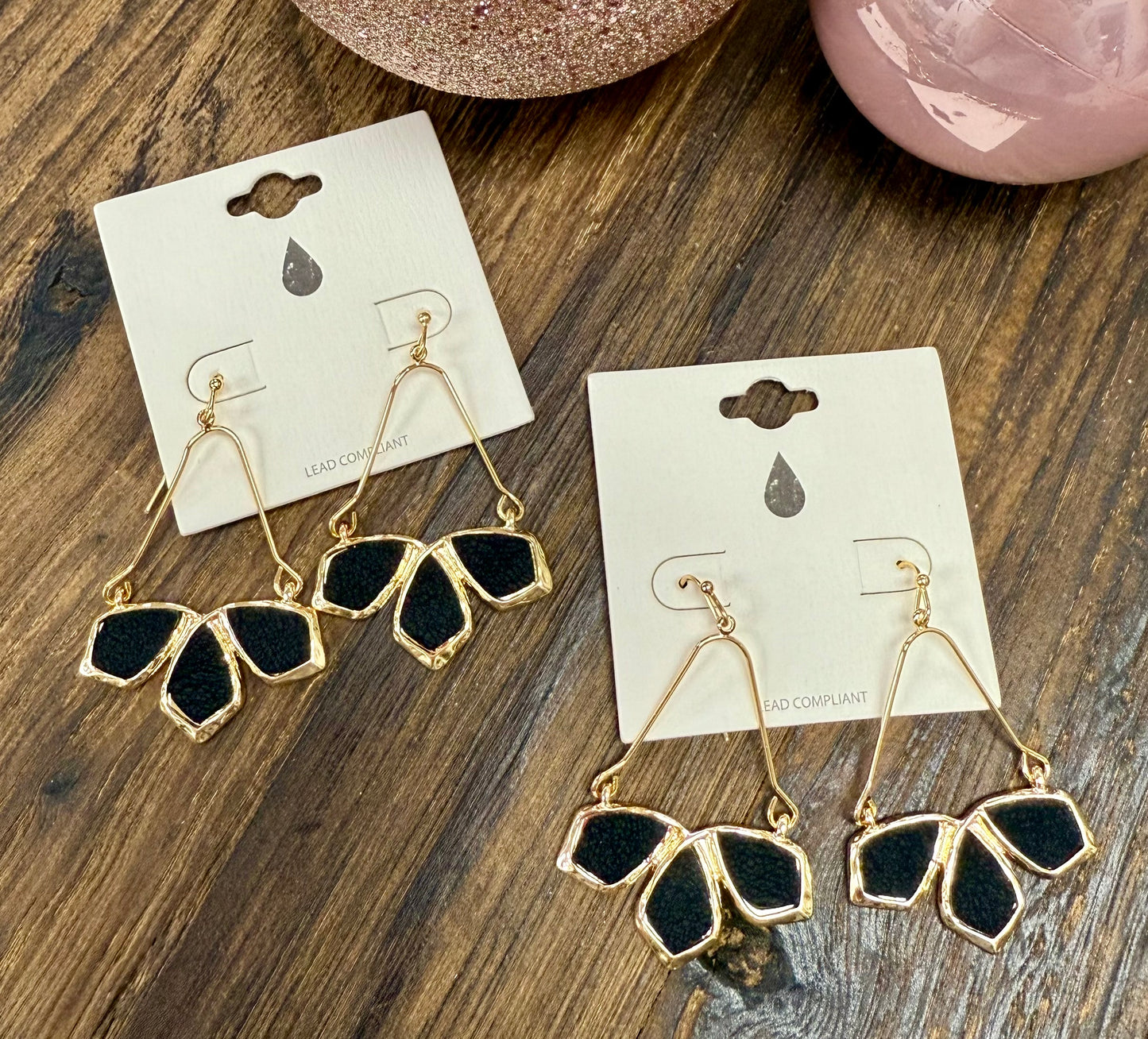 Black Suede Geometric Earrings