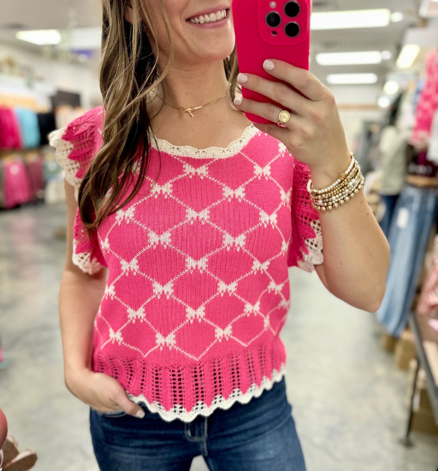 Pink Present Party Top