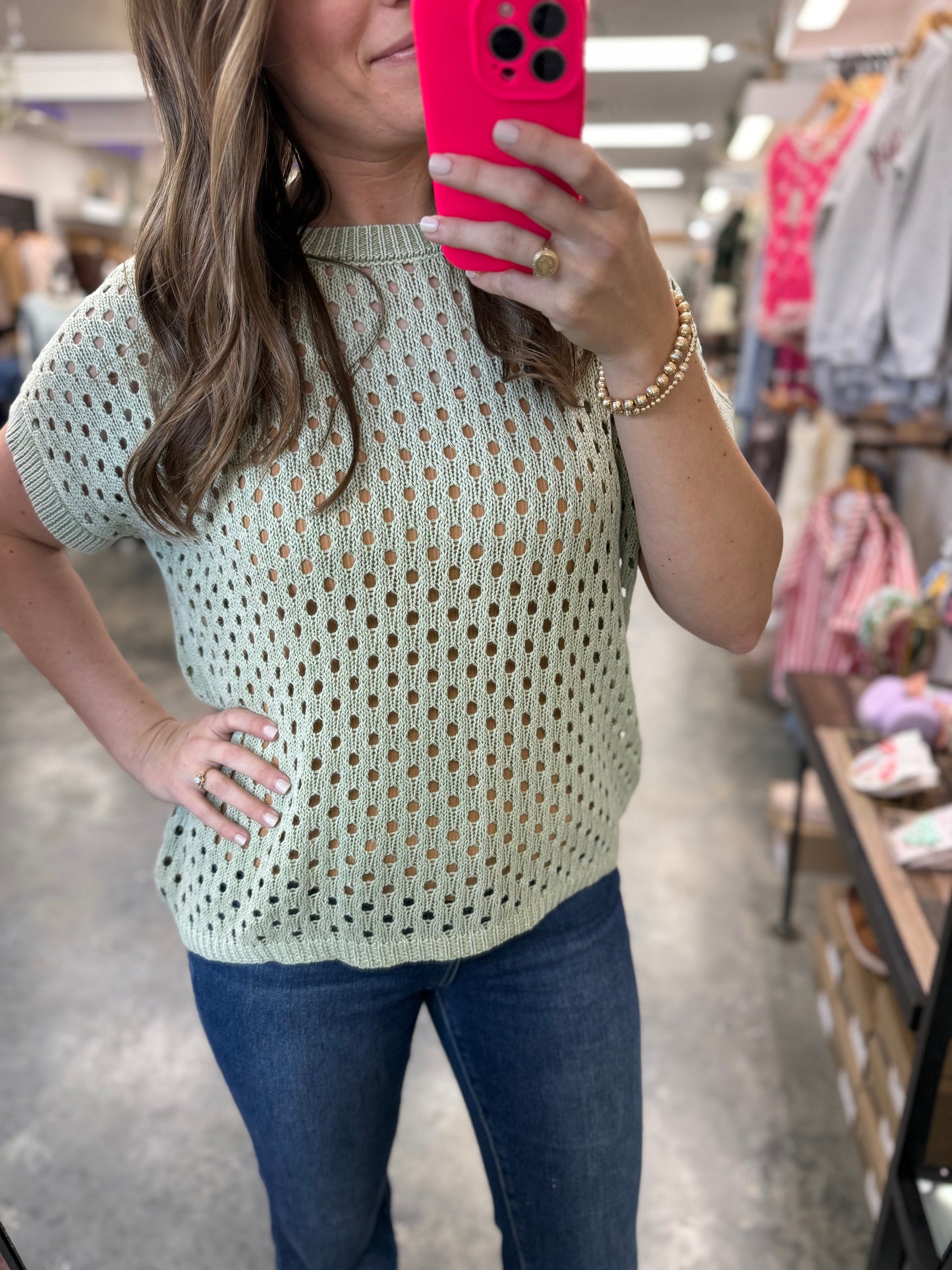 Green Tea Crochet Top