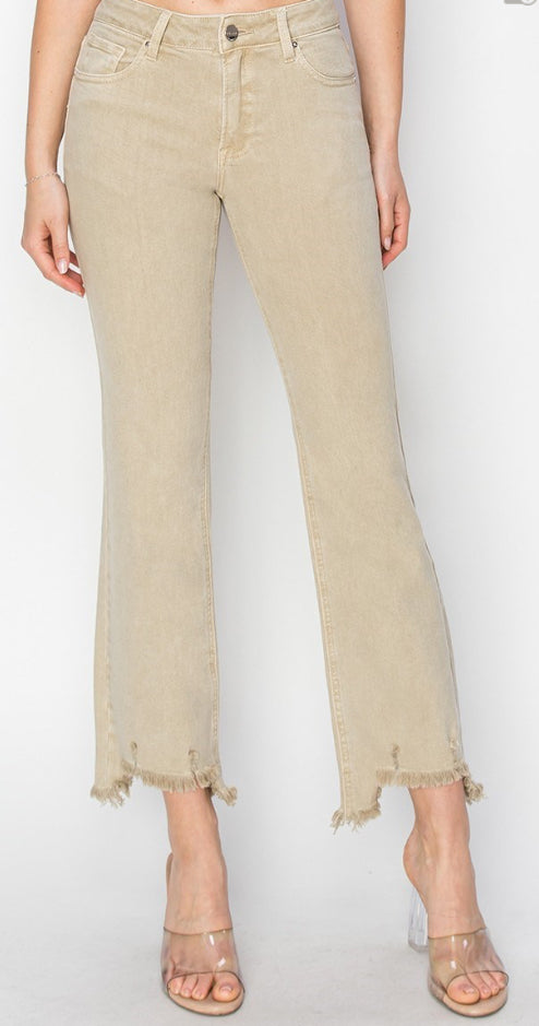 MID RISE STRAIGHT STEP HEM PANTS