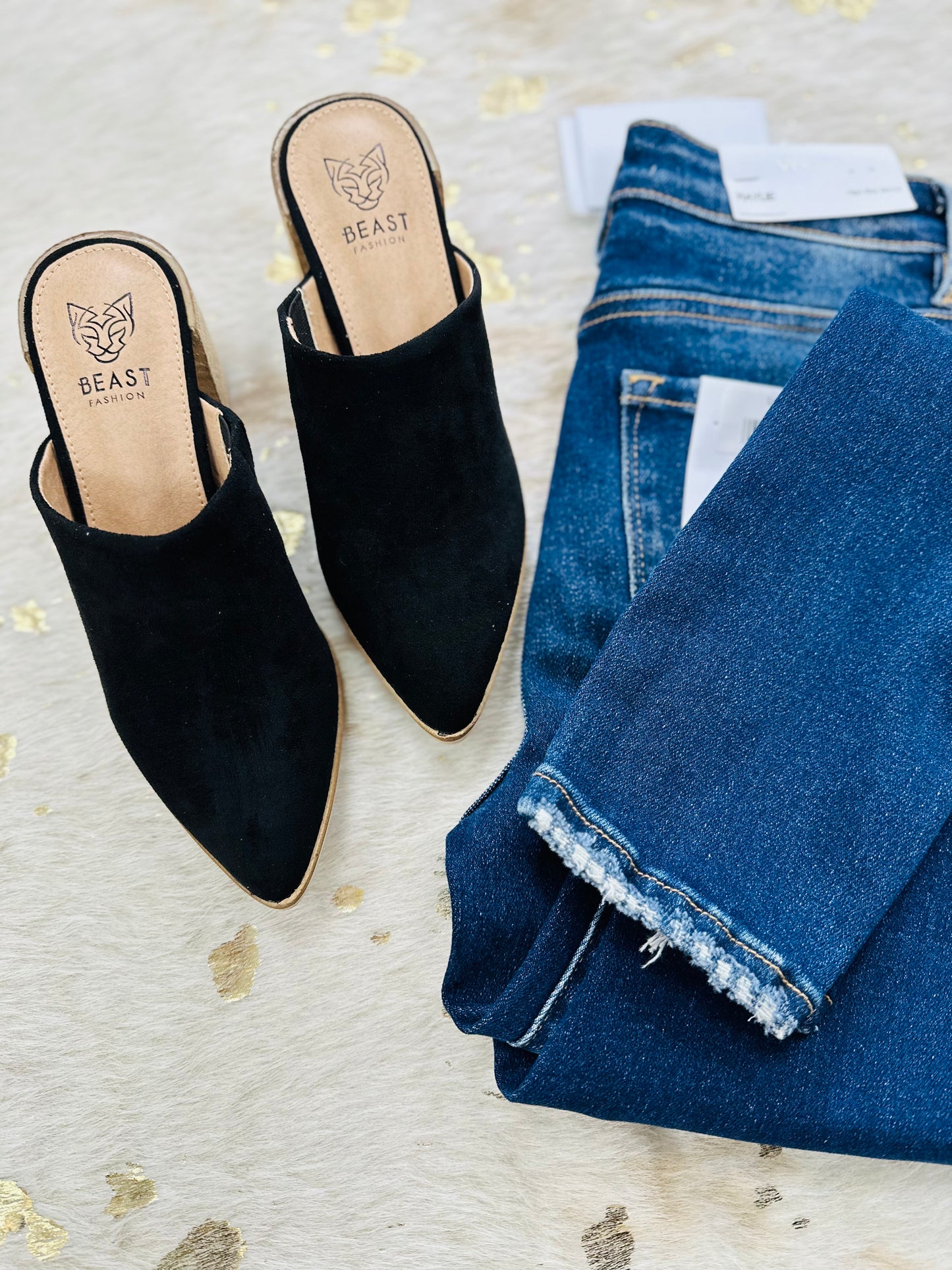 Black Suede Mules