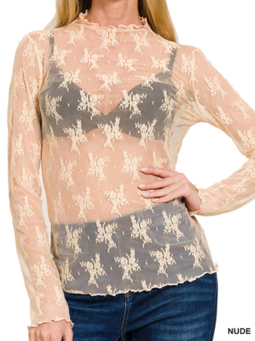 LACE SEE-THROUGH LAYERING TOP