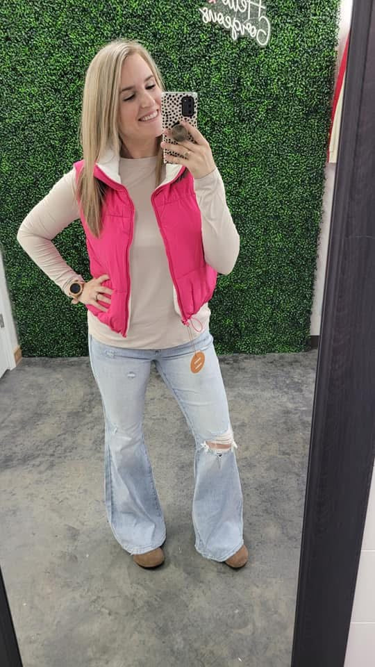 Mid Rise Button Down Flare -Light Risen