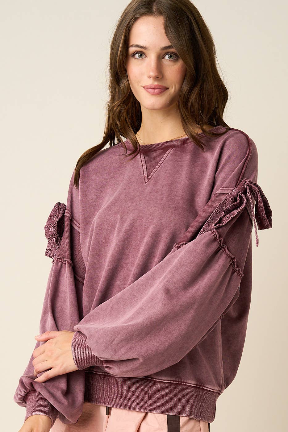 Plum Ribbon Pullover