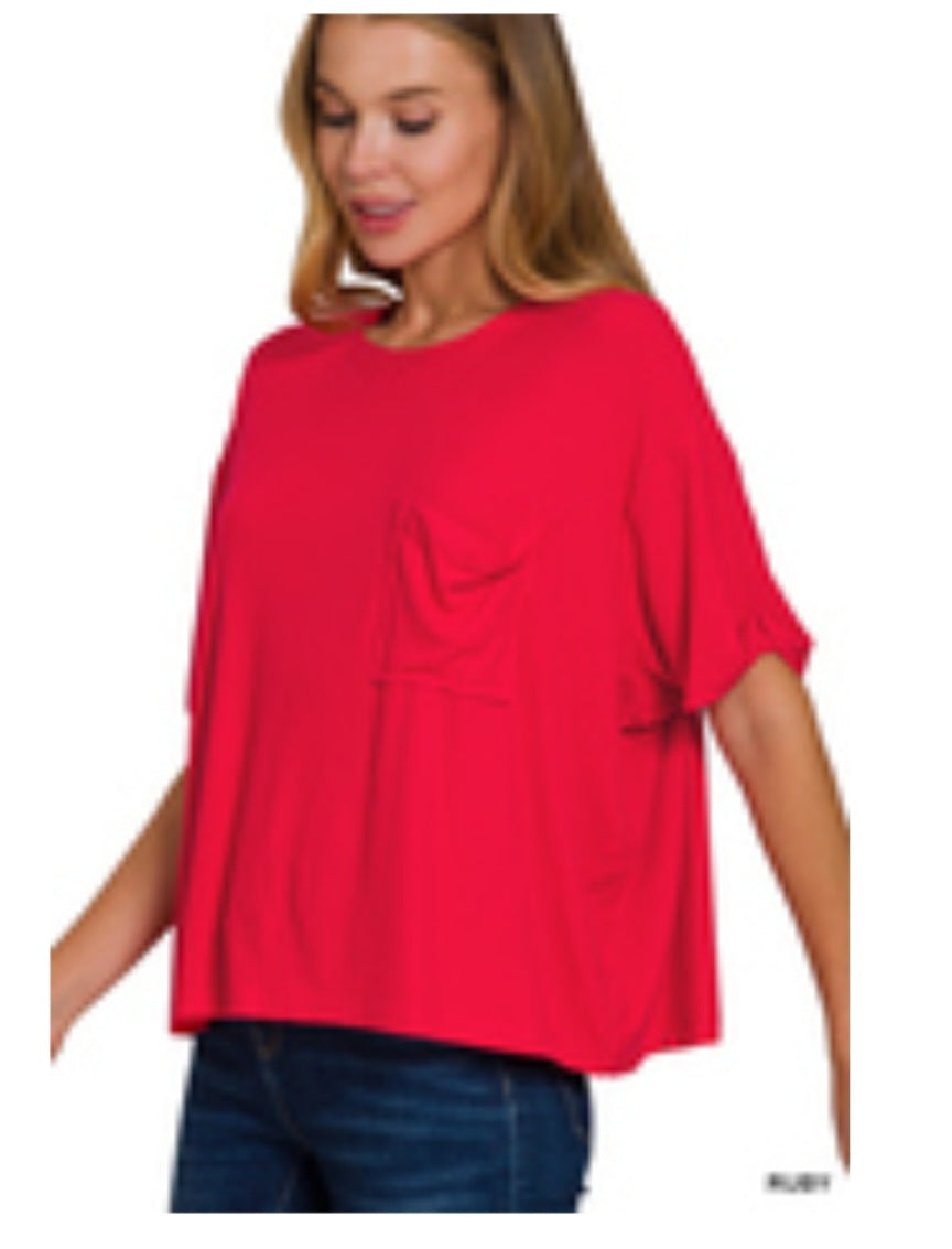 Oversized Ribbed Round Neck Tee
