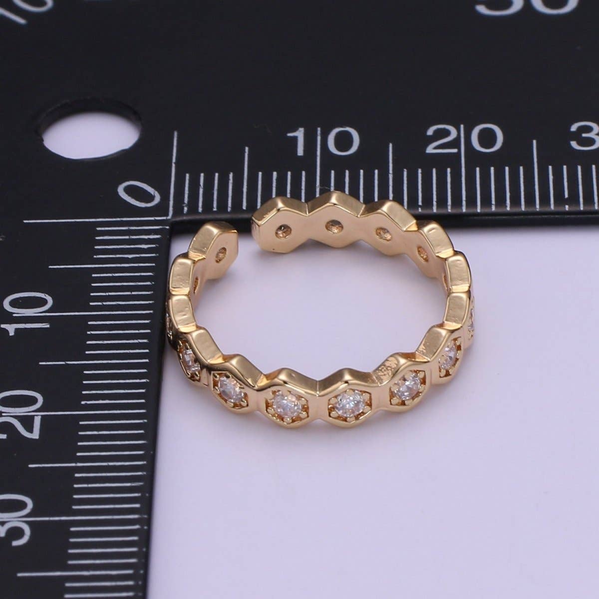 18K Gold Filled CZ Hexagon Band