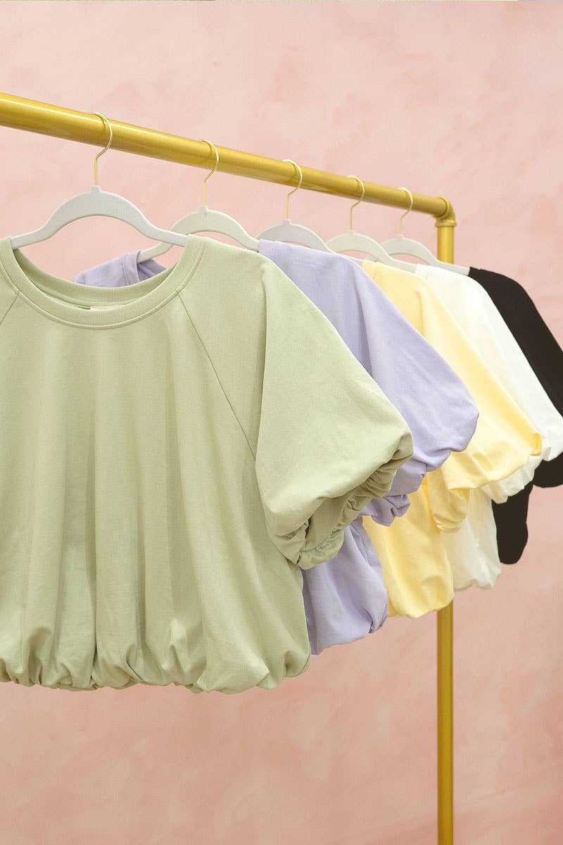 JERSEY BUBBLE SLEEVE TOP