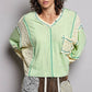V-neck stitch detail Balloon Long Sleeve Crop Top