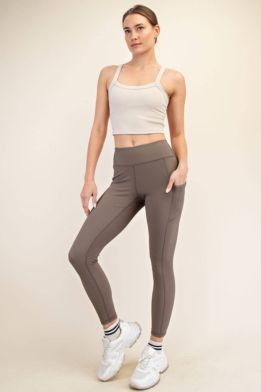 Rib Yoga Leggings with Side Pocket