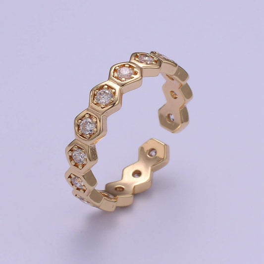 18K Gold Filled CZ Hexagon Band