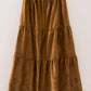 Faux Suede Tiered Midi Skirt