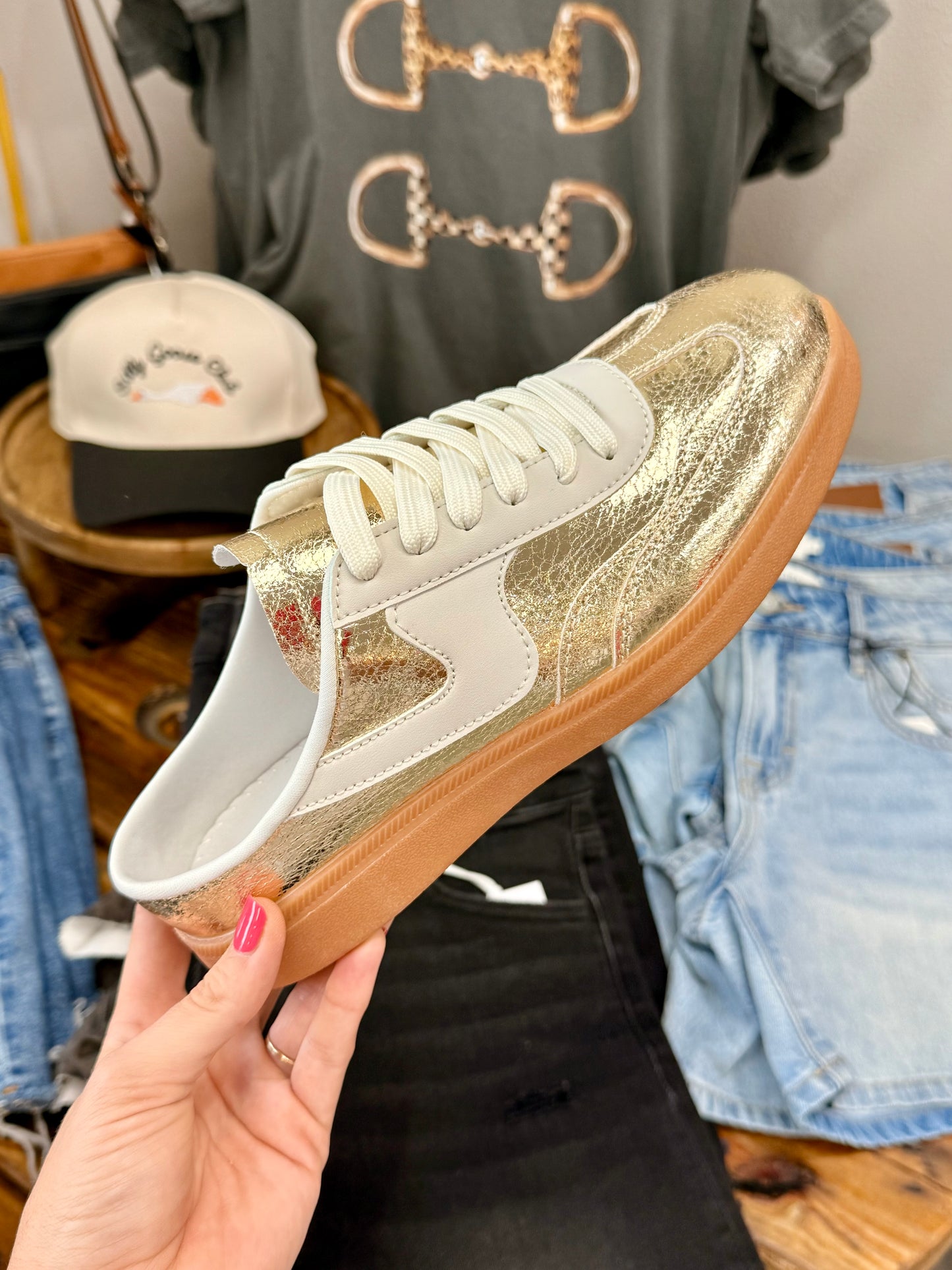 Champagne Shimmer Slip On ✨