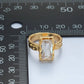24K Gold Filled Clear CZ Baguette Hammered Wrap Band Ring