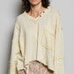 V-neck stitch detail Balloon Long Sleeve Crop Top