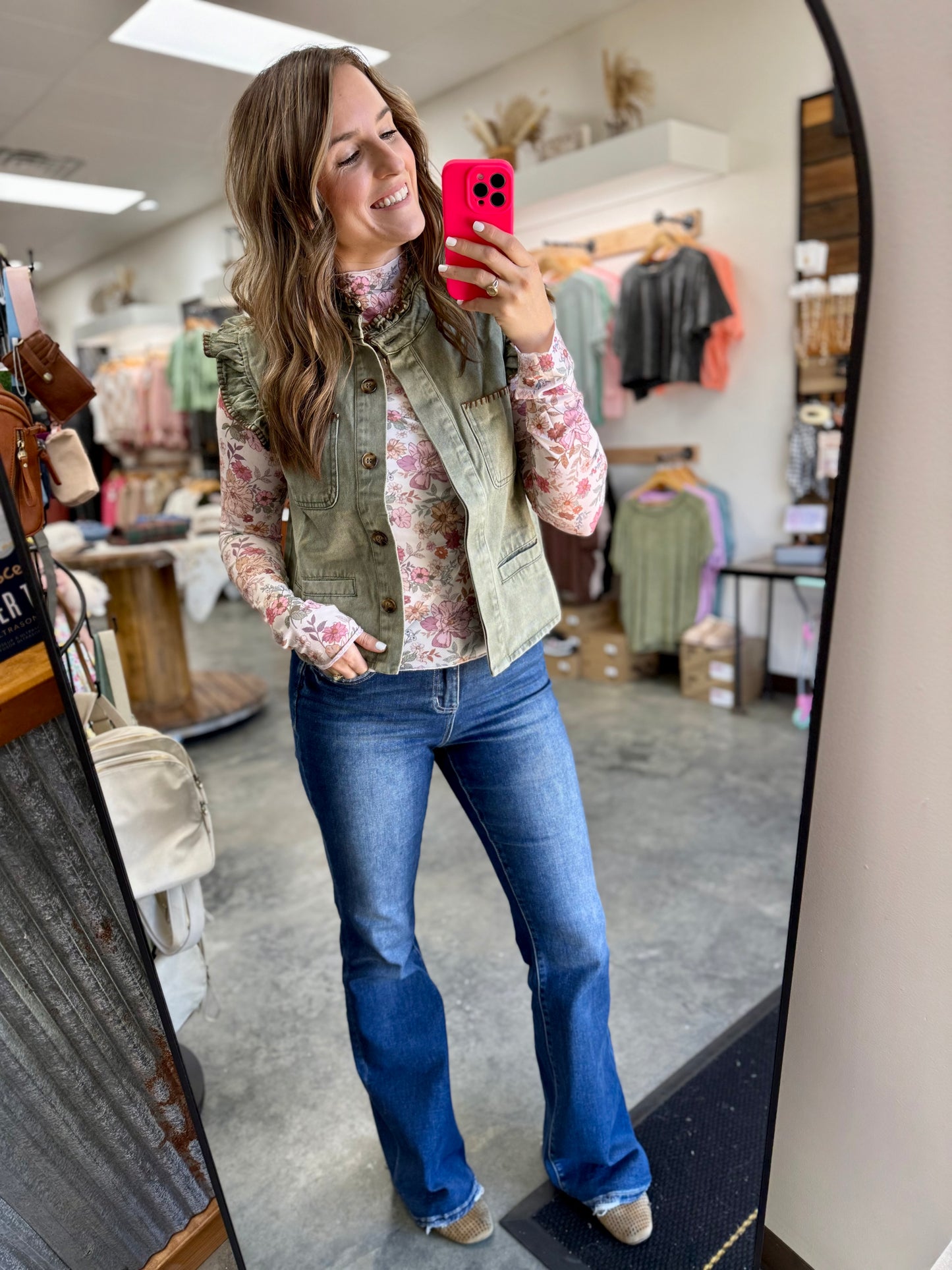 Clay Rose Mesh Top
