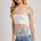 FLORAL EMBROIDERY LACE MESH LAYERING TOP