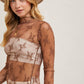 FLORAL EMBROIDERY LACE MESH LAYERING TOP
