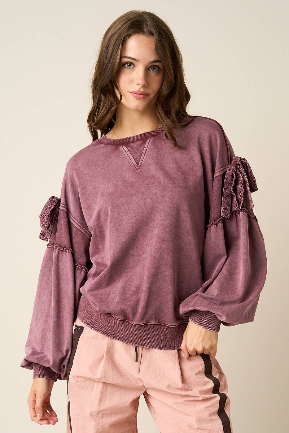 Plum Ribbon Pullover
