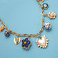 BLUE CERAMIC PORCELAIN HEART CROSS CHARM NECKLACE