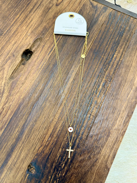 Dainty Layered Cross Pendant Necklace