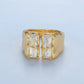 24K Gold Filled Double Baguette CZ Signet Wrap Ring