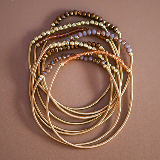 Boho Layered Spring Coil Guitar String Bracelet Set - 6964