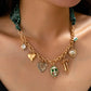 SCARF CHARM NECKLACE-PORCELAIN HEART BOW