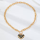 Checkered Heart Toggle Necklace