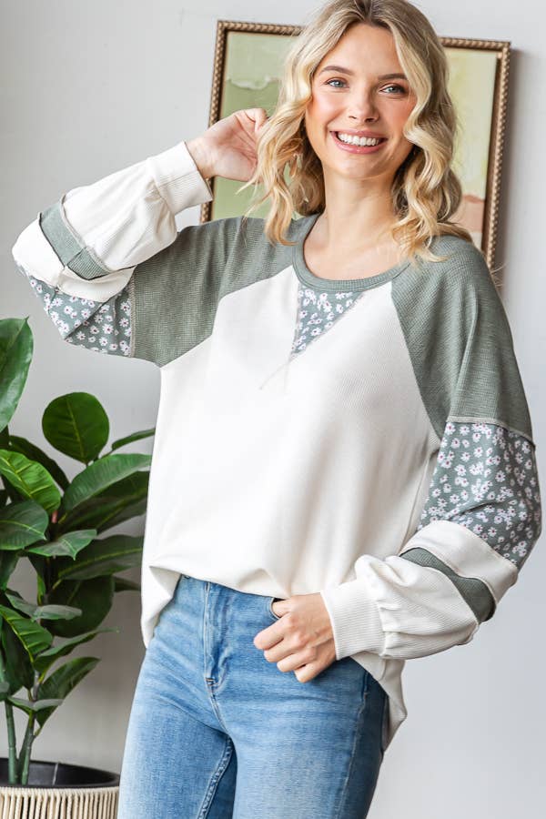 Wildflower Patchwork Waffle Knit Top
