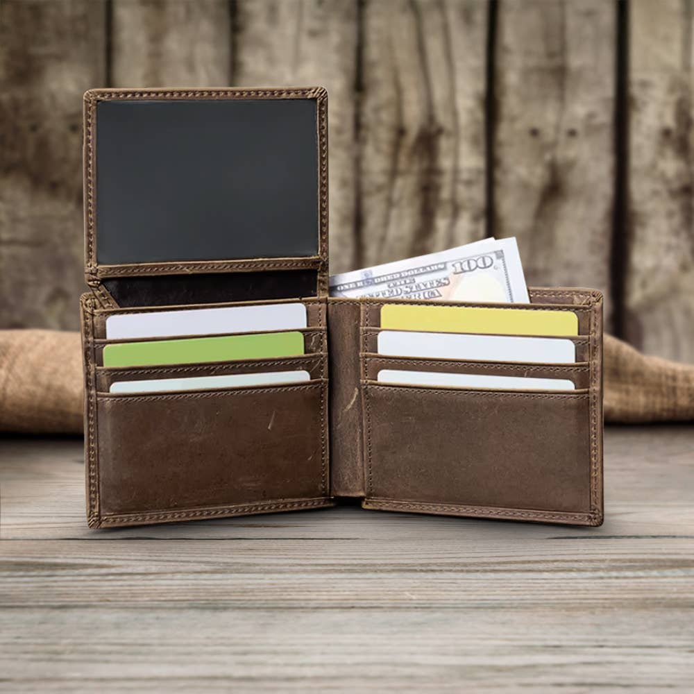 Genuine Leather Bifold Wallet for man Vintage wallet