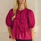 Poppi Front Tie Ribbon Blouse