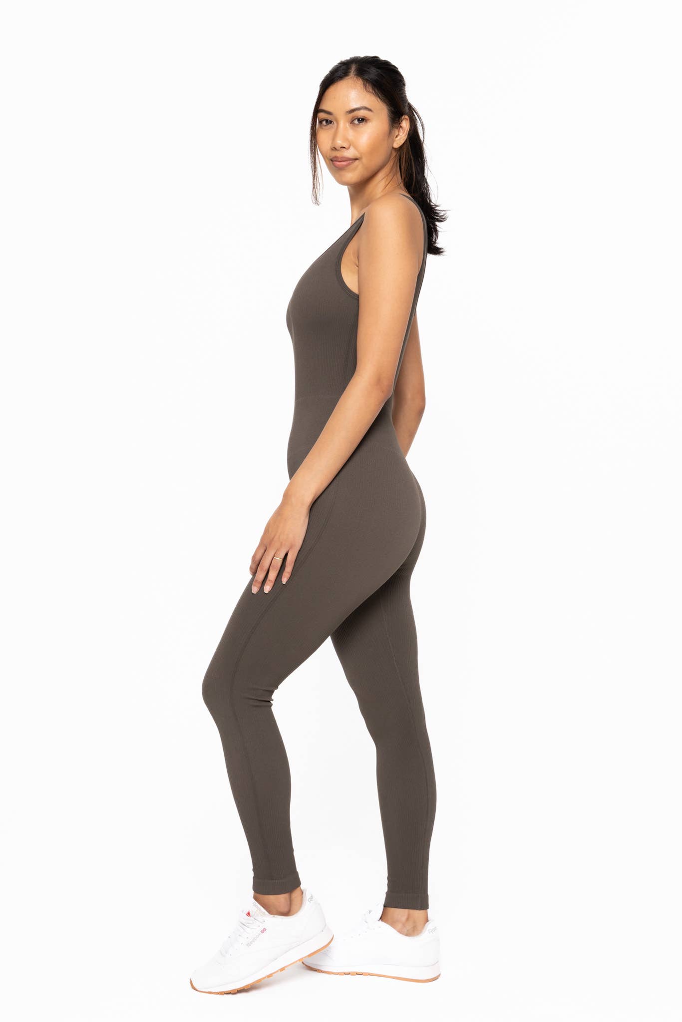 Ribbed Seamless V-Neck Catsuit