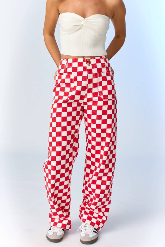 Demi Checkered Bottoms w Elastic Band