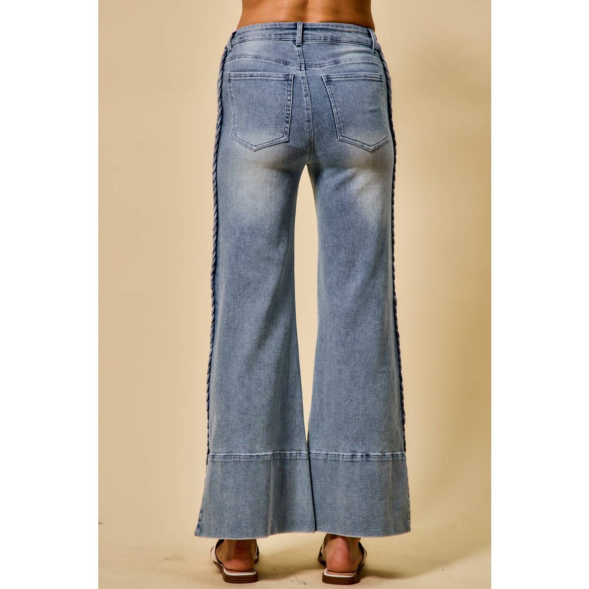 Braided Wide Leg Denim