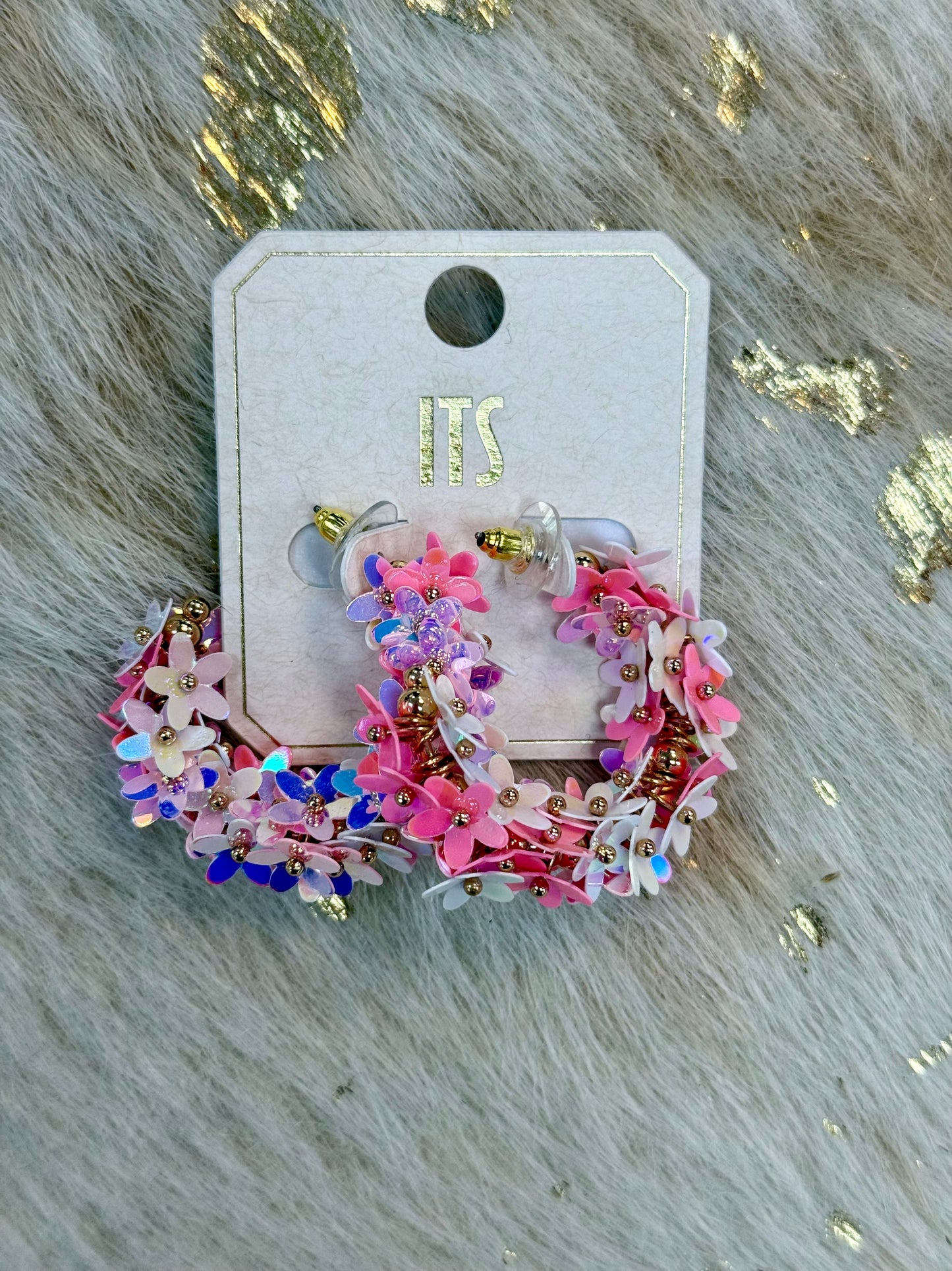 Flower Sequin Hoops