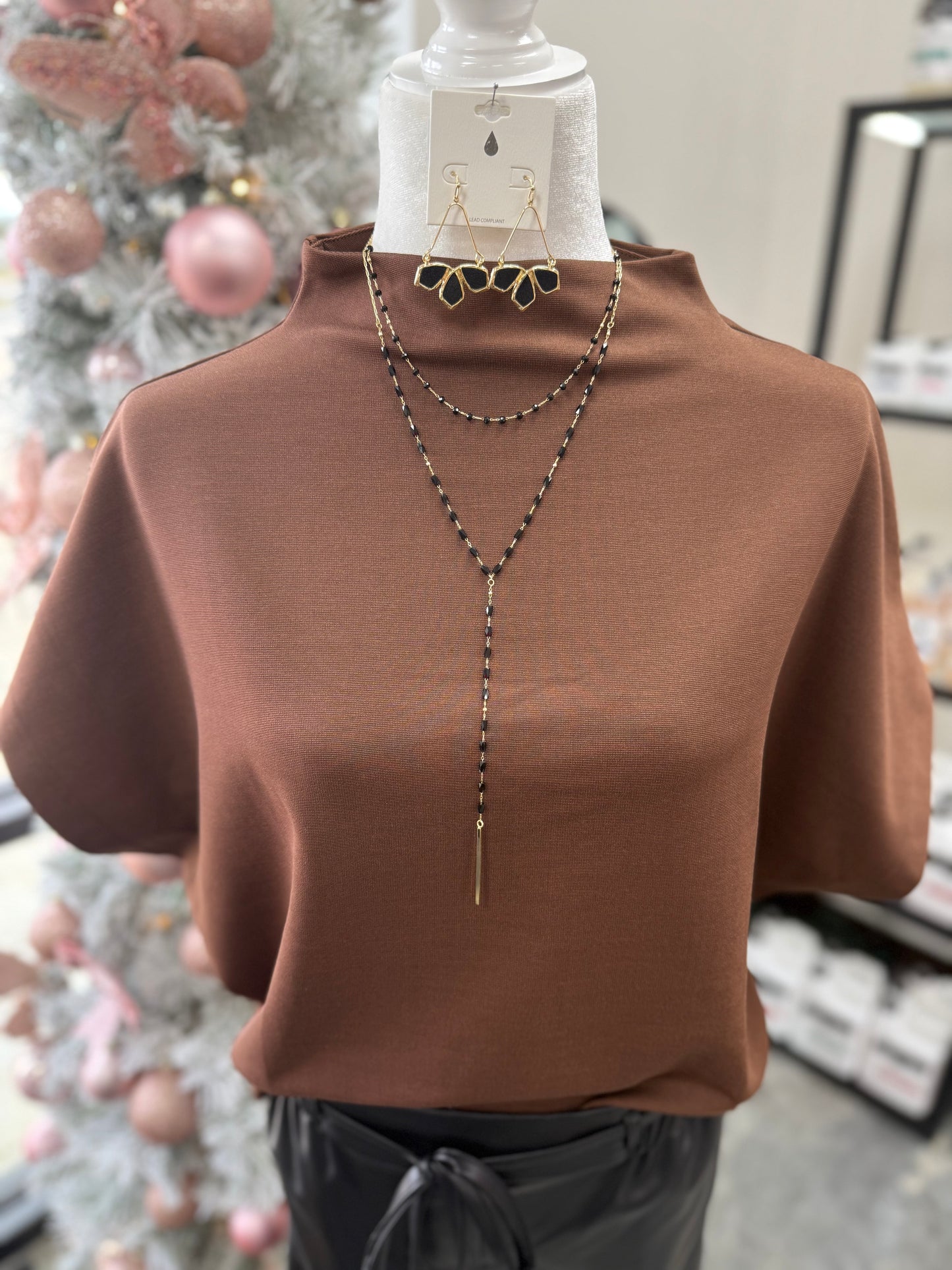 Classic Brown Mock Neck