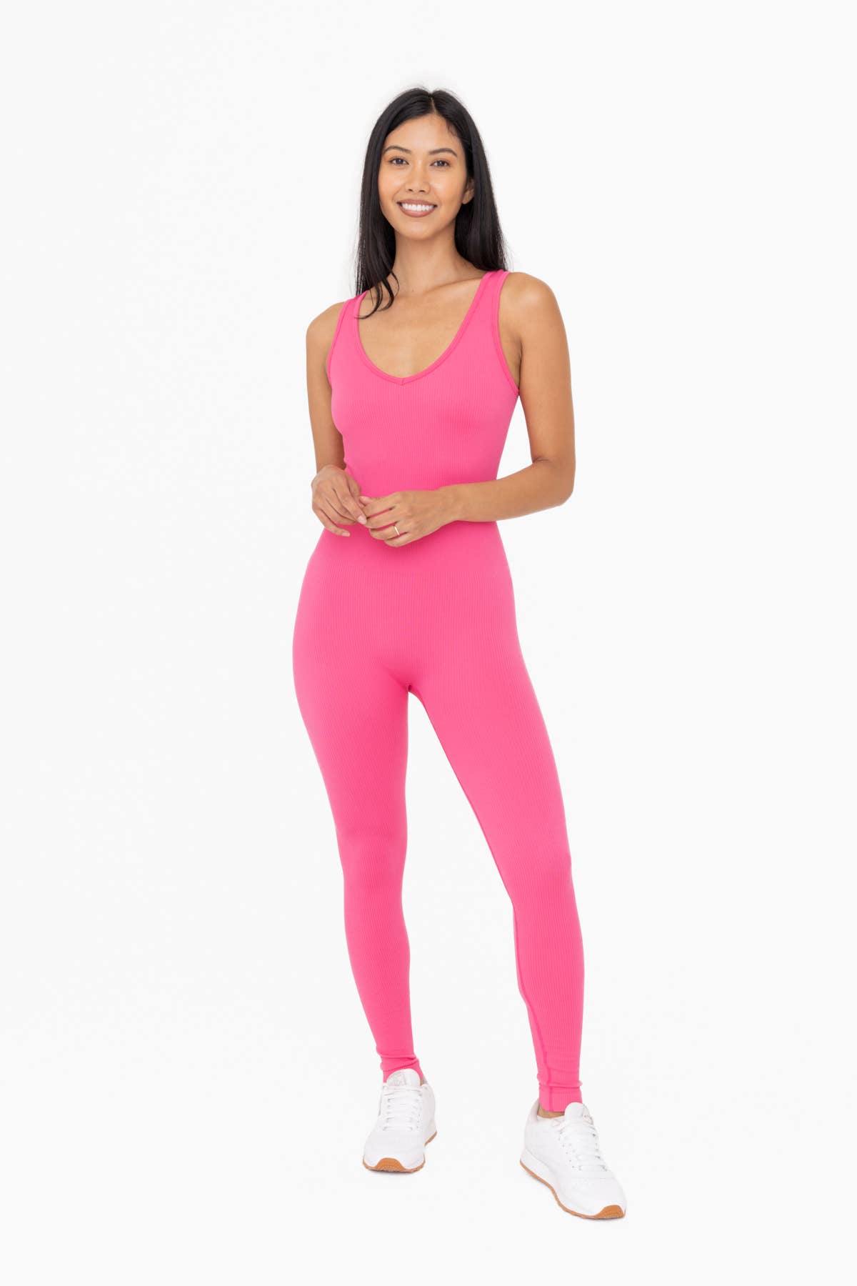 Ribbed Seamless V-Neck Catsuit