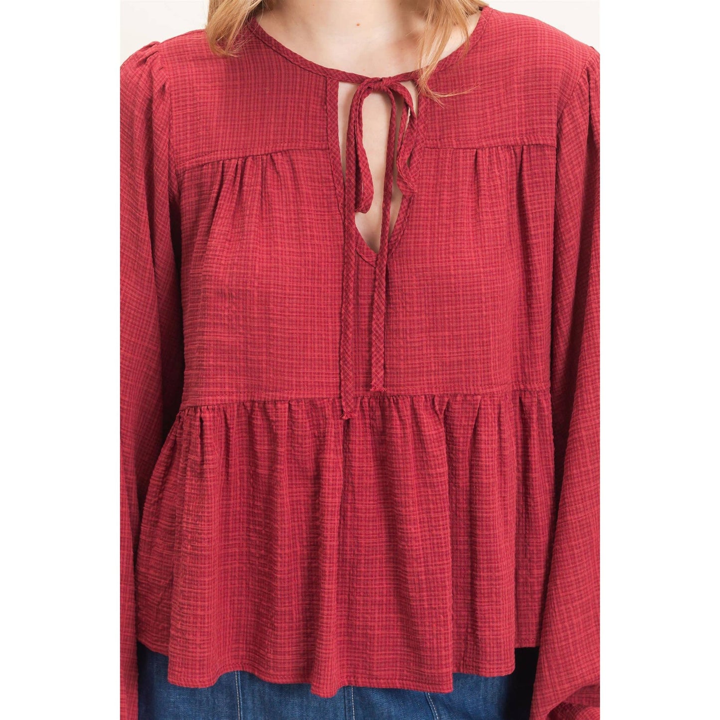 Tie Front Peplum Blouse