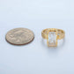 24K Gold Filled Clear CZ Baguette Hammered Wrap Band Ring