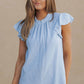 Flutter Sleeve Frilled Neck Textured Blouse